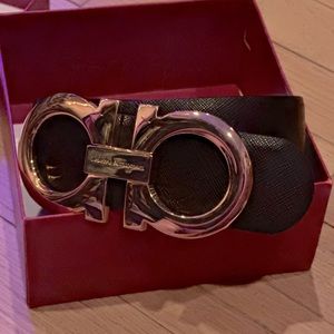 Salvatore Ferragamo Reversible Belt Nero Sunset Calf 95cm 38 [Medium]